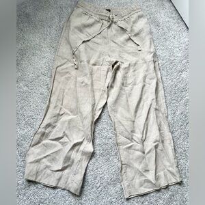 J.Crew Linen Tan Wide-Leg Crop Pants